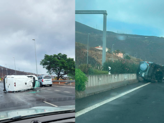 Перевернулись два транспортных средства на шоссе TF-1, Тенерифе, задержки